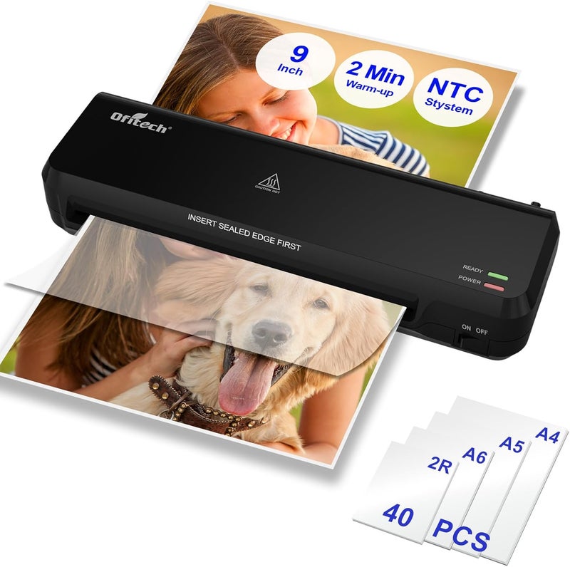 OFITECH 9 inch Laminator Machine with 40 Laminating Sheets, A4 Thermal Laminator with 2-Min Faster Preheat, Laminating Machine 8.5 x 11 for Office, School and Home Use, Auto Shut-Off, NTC Technology - Image 1